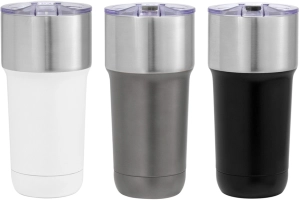 Mug Metalico doble pared con tapa, de 600 ml, tamaño 8.8 x 18.8 cmts