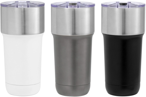Mug Metalico doble pared con tapa, de 600 ml, tamaño 8.8 x 18.8 cmts