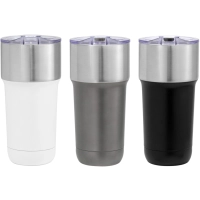 Mug Metalico doble pared con tapa, de 600 ml, tamaño 8.8 x 18.8 cmts