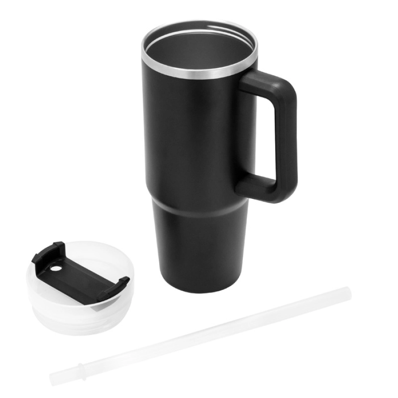 Mug de 880 ml doble pared, en polipropileno y acero, 8.8 x 24 cmts