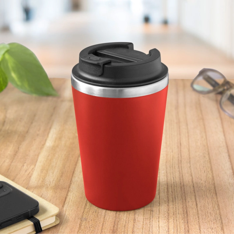 Mug de 350 ml doble pared, en polipropileno y acero, de 8.9 x 15 cmts