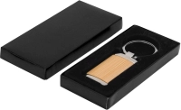 Llavero Rectangular en Madera y Metal, de 8.5 x 2.4 x 0.6 cmts