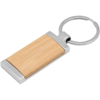 Llavero Rectangular en Madera y Metal, de 8.5 x 2.4 x 0.6 cmts