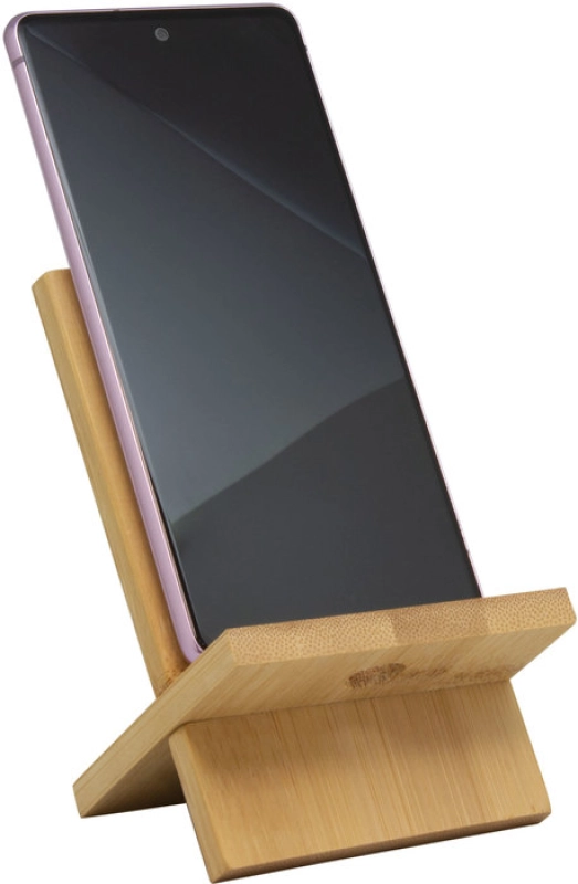 Soporte de Escritorio para Celular en Bambu, tamaño 14 x 8 x 0.8 cmts