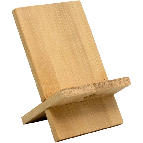 Soporte de Escritorio para Celular en Bambu, tamaño 14 x 8 x 0.8 cmts