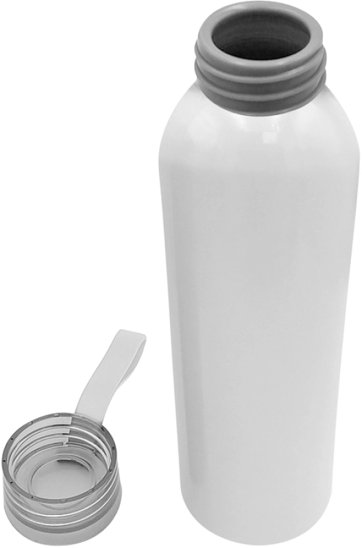 Botella en Aluminio 600 ml, con tapa transparente y manija, 6.6 x 23.2 cm