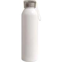 Botella en Aluminio 600 ml, con tapa transparente y manija, 6.6 x 23.2 cm
