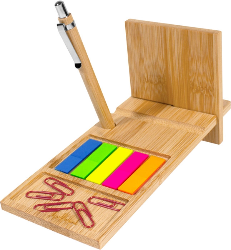Organizador de Escritorio en Bambu, con accesorios, 19.5 x 8.5 x 0.7 cmts