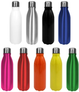 Botella de 550 ml de aluminio, con tapa rosca de acero, 6 x 22.5 cmts
