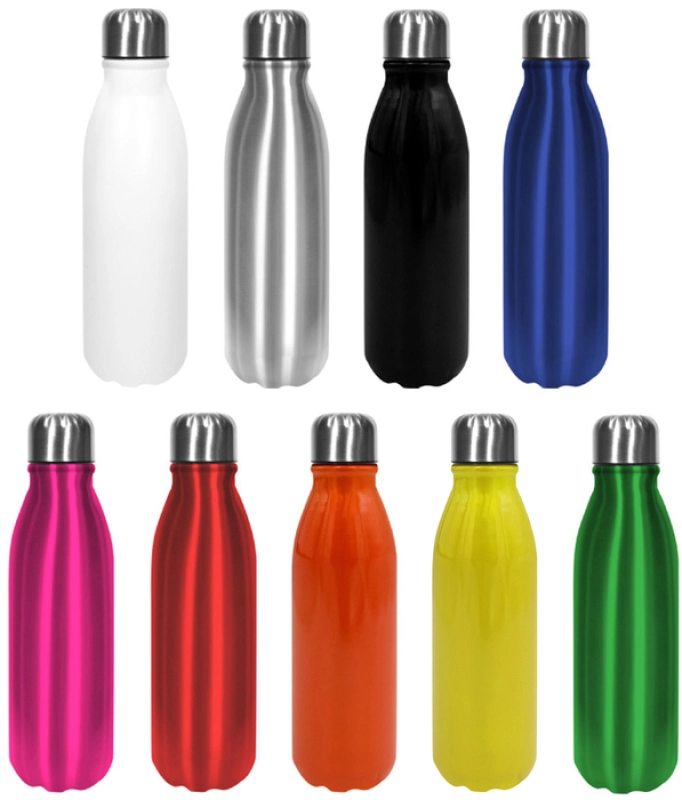 Botella de 550 ml de aluminio, con tapa rosca de acero, 6 x 22.5 cmts
