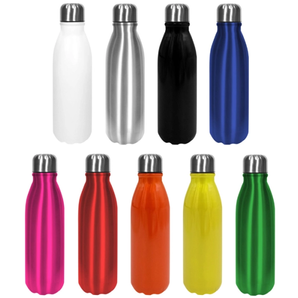 Botella de 550 ml de aluminio, con tapa rosca de acero, 6 x 22.5 cmts