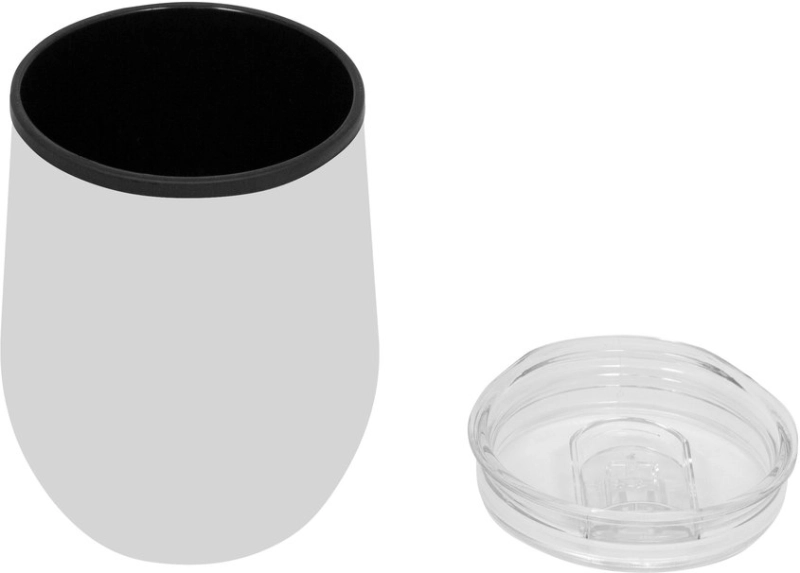 Mug de 350 ml doble pared, en plastico y acero inoxidable, 8 x 11.5 cmts