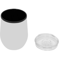Mug de 350 ml doble pared, en plastico y acero inoxidable, 8 x 11.5 cmts
