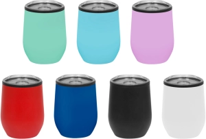Mug de 350 ml doble pared, en plastico y acero inoxidable, 8 x 11.5 cmts