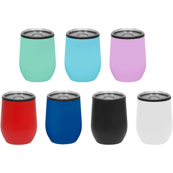 Mug de 350 ml doble pared, en plastico y acero inoxidable, 8 x 11.5 cmts