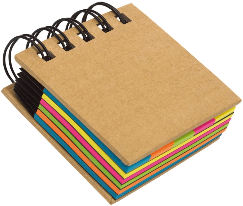 Block Argollado de Memos Adhesivos tamaño 7.5 x 2 x 7 cmts
