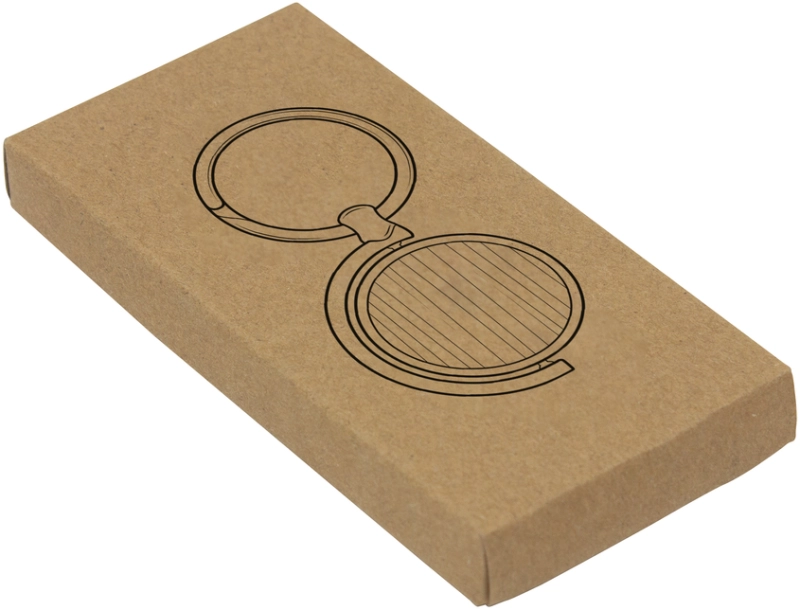 Llavero Circular Giratorio en Bambu y Metal, tamaño 7.5 x 3.5 x 0.4 cmts