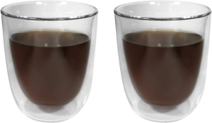 Set de 2 Vasos de Vidrio doble pared, de 280 ml, 8.3 x 10 cmts, en caja