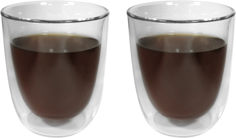 Set de 2 Vasos de Vidrio doble pared, de 280 ml, 8.3 x 10 cmts, en caja