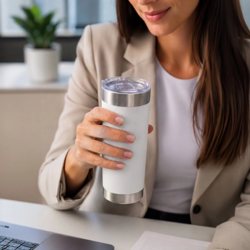 Mug Doble Pared de 650 ml, con Vacuum, y tapa, de 7.4 x 21 cmts