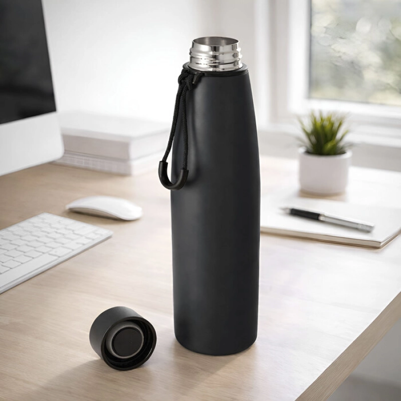 Botella doble pared de 500 ml, en acero, de 7 x 24.5 cmts