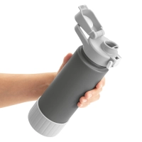 Botella Deportiva de 720 ml doble pared, tapa 2 en 1, de 7.5 x 26.5 cmts