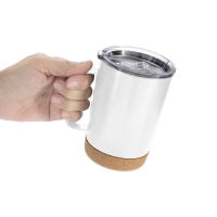 Mug doble pared con asa, de 350 ml, en acero, de 8.5 x 13 cmts