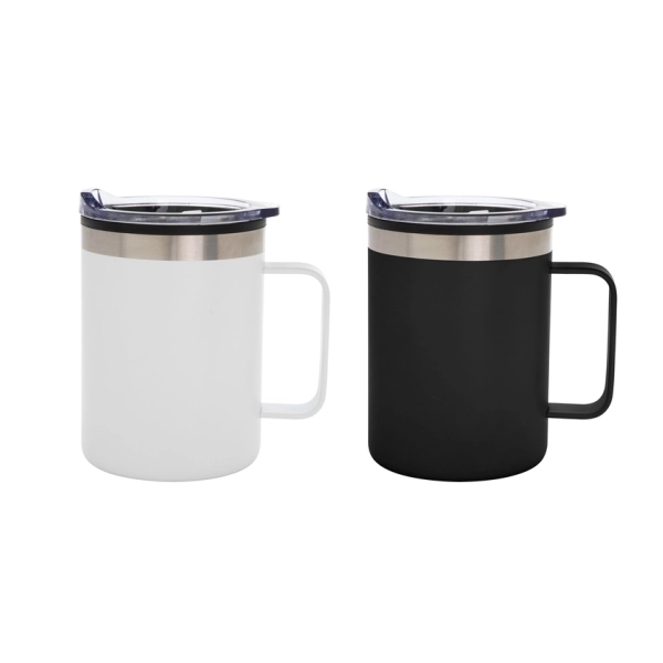 Mug Doble Pared de 450 ml con tapa, en PP y Acero, de 8.8 x 12.5 cmts