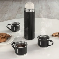 Termo de 500 ml con 3 tazas, en PP y Acero, de 6.5 x 23.5 cmts, en caja