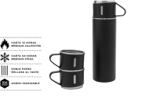 Termo de 500 ml con 3 tazas, en PP y Acero, de 6.5 x 23.5 cmts, en caja