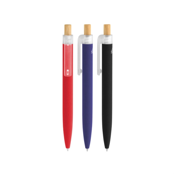 Boligrafo Retractil en materiales reciclados aluminio y bambu, de 13.4 cm