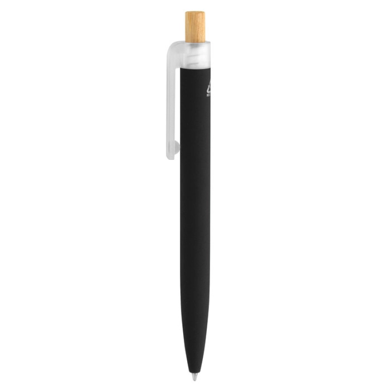 Boligrafo Retractil en materiales reciclados aluminio y bambu, de 13.4 cm
