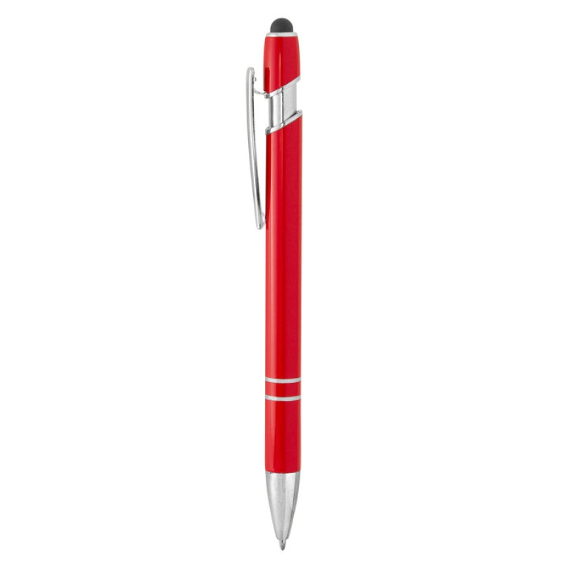 Boligrafo Retractil metalico con touch, con acentos plateados