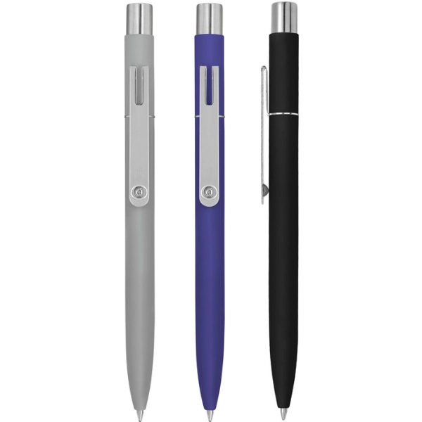 Boligrafo Metalico retractil con acentos plateados