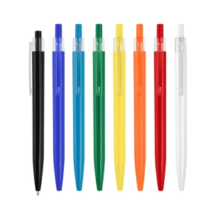 Boligrafo Retractil plastico, clip transparente, de 14 cmts