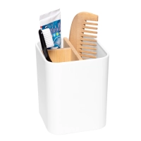 Organizador de Escritorio y Baño en plastico y Bambu, de 9 x 9 x 11 cmts