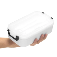 Lonchera plastica con cubiertos, tamaño 11.5 x 21.5 x 5.8 cmts
