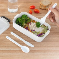 Lonchera plastica con cubiertos, tamaño 11.5 x 21.5 x 5.8 cmts