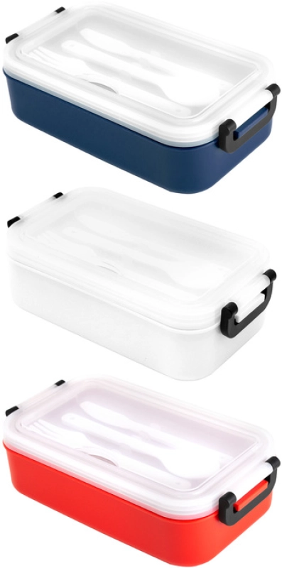 Lonchera plastica con cubiertos, tamaño 11.5 x 21.5 x 5.8 cmts
