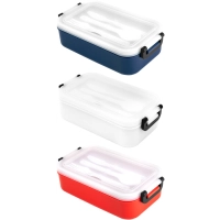 Lonchera plastica con cubiertos, tamaño 11.5 x 21.5 x 5.8 cmts