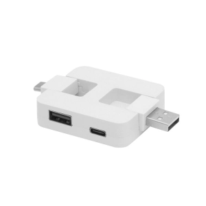 Mini Adaptador HUB Multipuerto plastico, tamaño 5.2 x 4.6 x 1.3 cmts