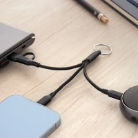 Cable Multiconector 2 en 1, con llavero, de 15.5 cmts