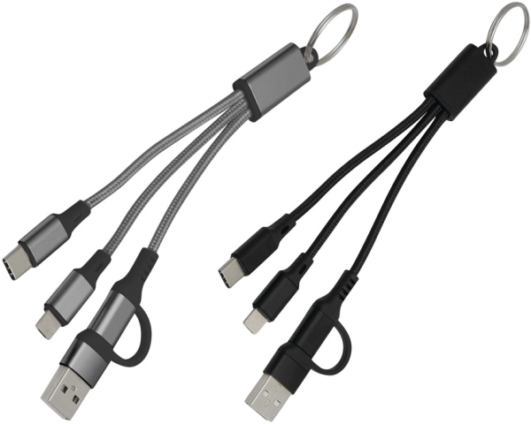 Cable Multiconector 2 en 1, con llavero, de 15.5 cmts