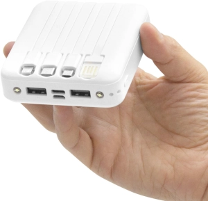 Cargador Power Bank con multiconectores 5000 mAh, 8.8 x 7.9 x2.6 cmts