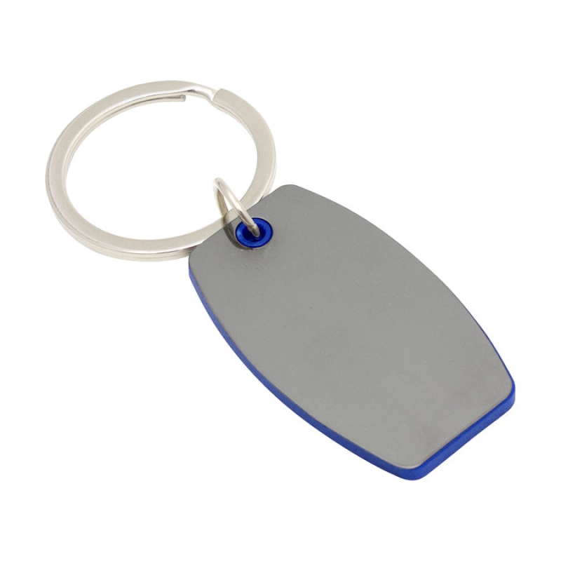 Llavero Ovalado en acero y plastico, tamaño 5 x 3 x 0.35 cmts