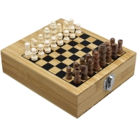 Set de Vino de 4 piezas con Ajedrez, en caja de madera 17 x 14 x 4.5 cm
