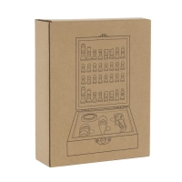 Set de Vino de 4 piezas con Ajedrez, en caja de madera 17 x 14 x 4.5 cm