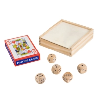 Juego de Mesa con Naipes y 5 dados en caja de madera