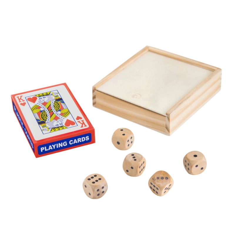 Juego de Mesa con Naipes y 5 dados en caja de madera