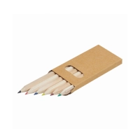 Set de 6 mini lapices de colores en caja, tamaño 4.5 x 9 x 0.8 cmts